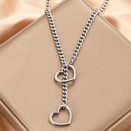 Stoere Hart Slip Chain Necklace voor Vrouwen – Lange Punk Rock Choker, Verstelbare Goth Sieraden & Perfect Cadeau!