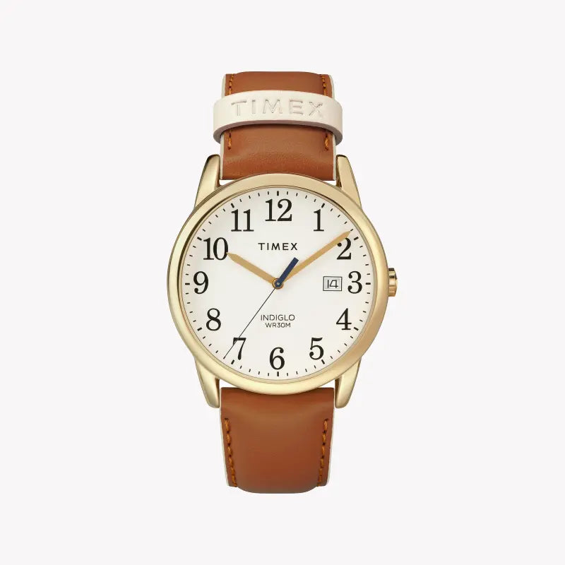Timex Women's Brass Watch, Off White Dial, Tan Leather | TW2R62700-0