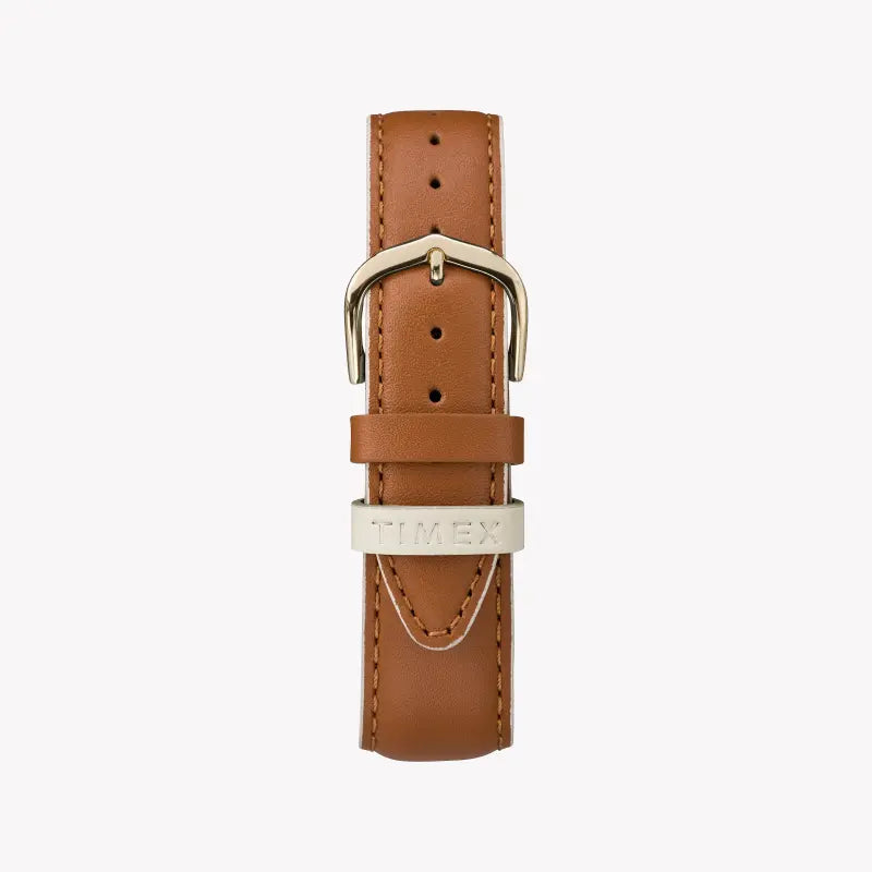 Timex Women's Brass Watch, Off White Dial, Tan Leather | TW2R62700-2