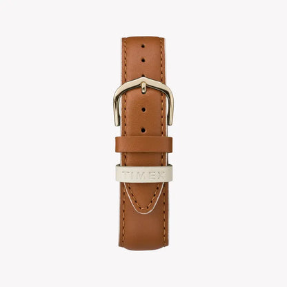 Timex Women's Brass Watch, Off White Dial, Tan Leather | TW2R62700-2