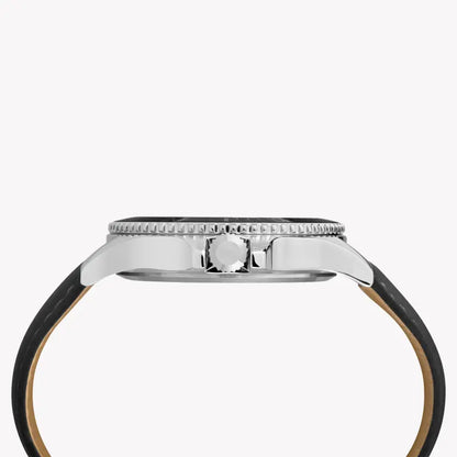 Timex Men's Brass Black Leather Watch, Black Dial | TW2R64400-1
