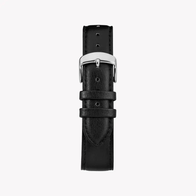 Timex Men's Black Leather Watch, Silver Dial | TW2R85300-2