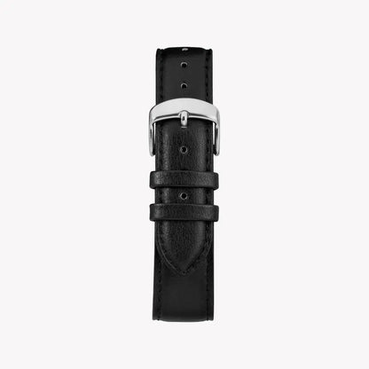 Timex Men's Black Leather Watch, Silver Dial | TW2R85300-2