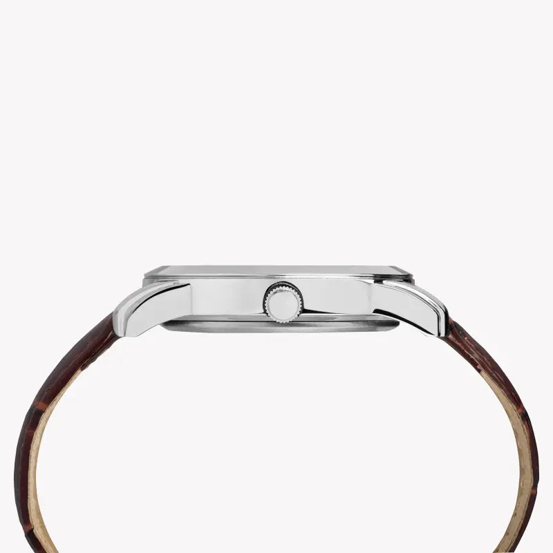 Timex Men's Blue Dial Watch, Brown Leather Strap | TW2R86800-1