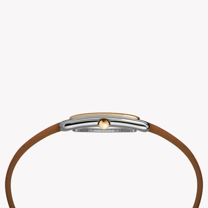 Timex Women's Brown Leather Watch, Silver Dial | TW2R89600-1