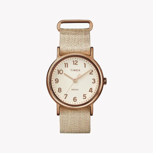 Timex Women's Pink Fabric Watch, Off White Dial | TW2R92400-0