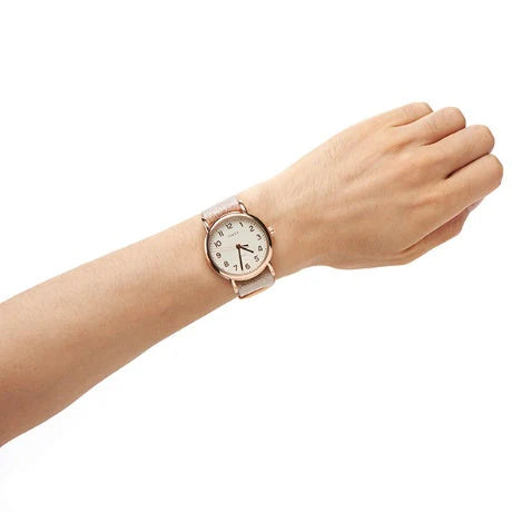 Timex Women's Pink Fabric Watch, Off White Dial | TW2R92400-3