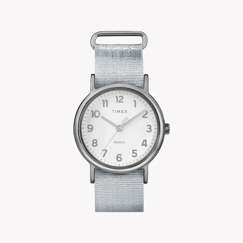 Timex Women's Silver Fabric Watch, White Dial | TW2R92500-0