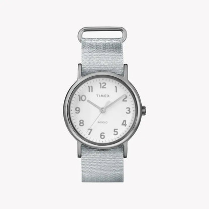 Timex Women's Silver Fabric Watch, White Dial | TW2R92500-0