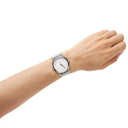 Timex Women's Silver Fabric Watch, White Dial | TW2R92500-3