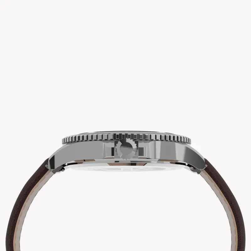 Timex Men's Brown Leather Watch, Blue Dial | TW2U13000-1