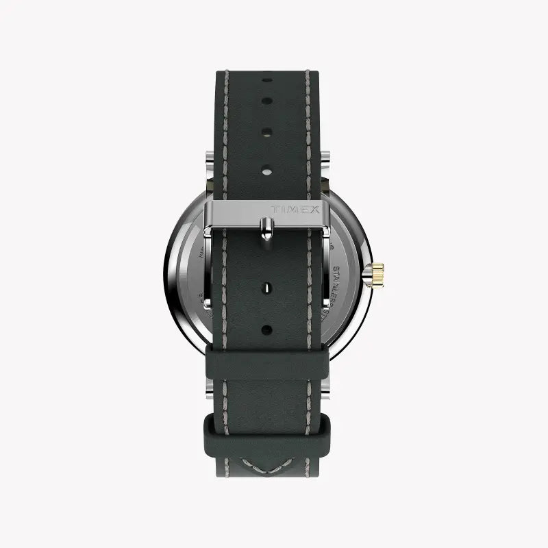 Timex Men's Gray Leather Watch, White Dial | TW2U67500-2