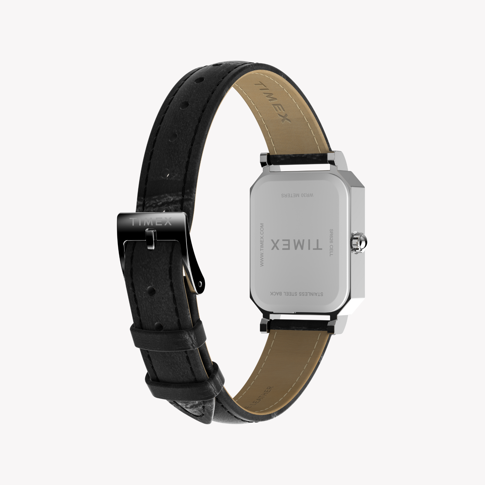 TIMEX Women's Silver/Black Leather Watch | TW2Y00800-2