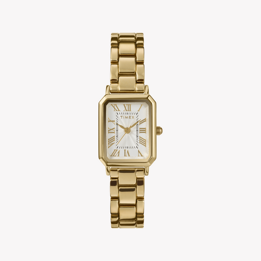 TIMEX Women's Gold Alloy Watch, Gold/White | Model TW2Y01200-0