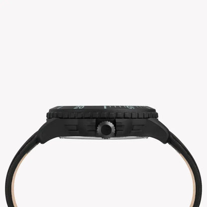 Timex Men's Black Leather Watch, Black Dial | TW4B14700-1