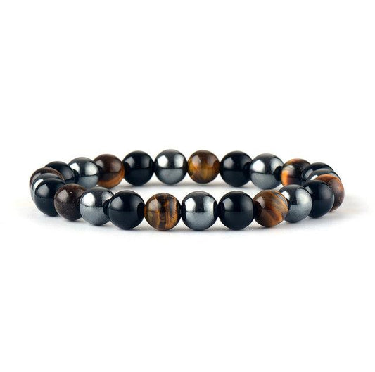 Natuurstenen Armband met Tijgeroog, Obsidiaan en Hematiet - Unieke Energieke Sieraden