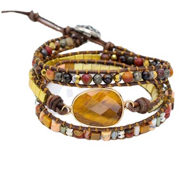 Stylish Tiger's Eye Wrap Bracelet