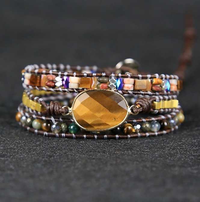 Stylish Tiger's Eye Wrap Bracelet