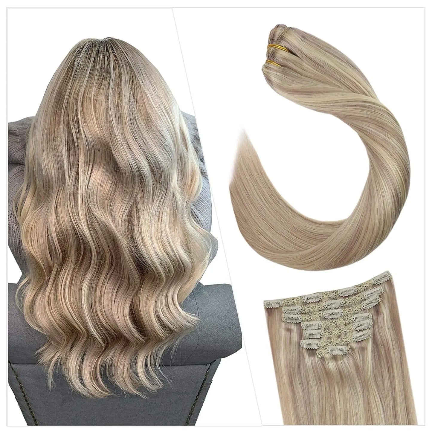[16 Kleuren] Ugeat Clip in Haarextensions Menselijk Haar 14-22" Dubbele Weft Remy Haar Volledige Hoofd Clip in Extensions voor Vrouwen 7 Stuks