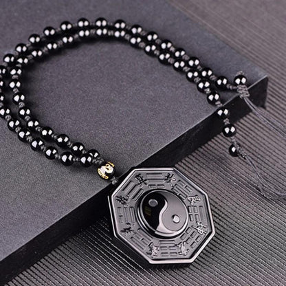 Harmonieuze Yin Yang Obsidiaan Ketting