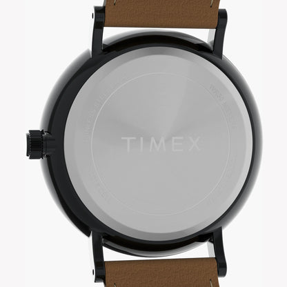 Timex Men's Black Case Watch, Tan Vegan Leather Strap | TW2V91400-3