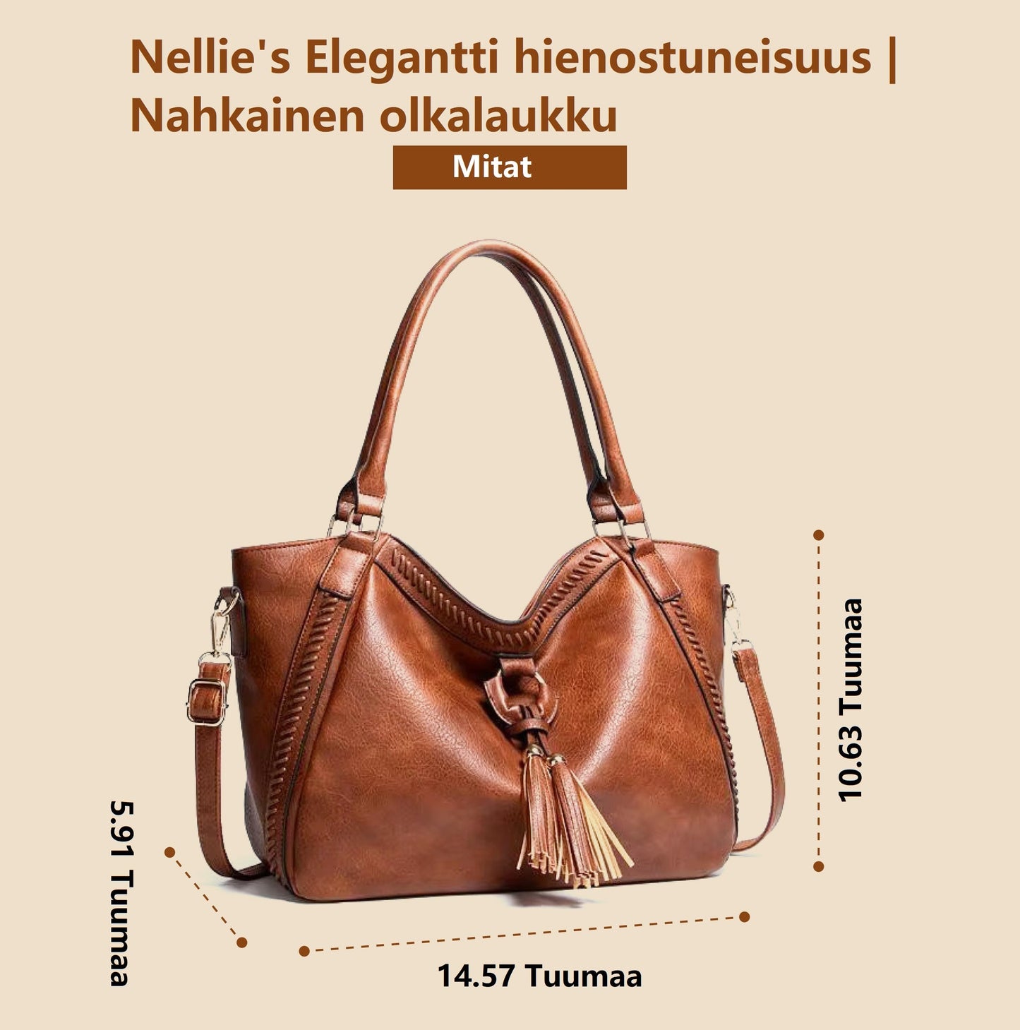 Nellie’s Elegantti hienostuneisuus | Nahkainen olkalaukku