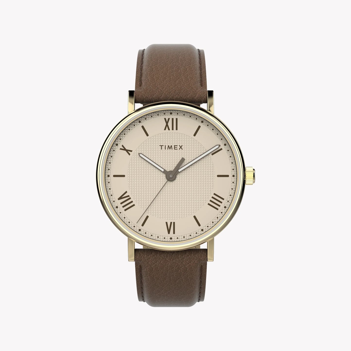 Timex Men's Gold-tone Case, Brown Vegan Leather Strap | TW2V91300-0