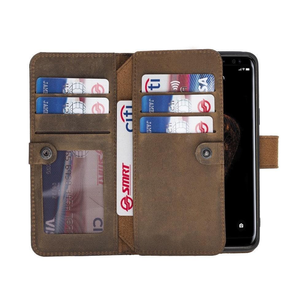 Double Magic Wallet Samsung Galaxy S9 Genuine Leather Case - DMW - Samsung Galaxy S9 / ANTIC DARK BROWN-2