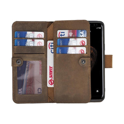 Double Magic Wallet Samsung Galaxy S9 Genuine Leather Case - DMW - Samsung Galaxy S9 / ANTIC DARK BROWN-2