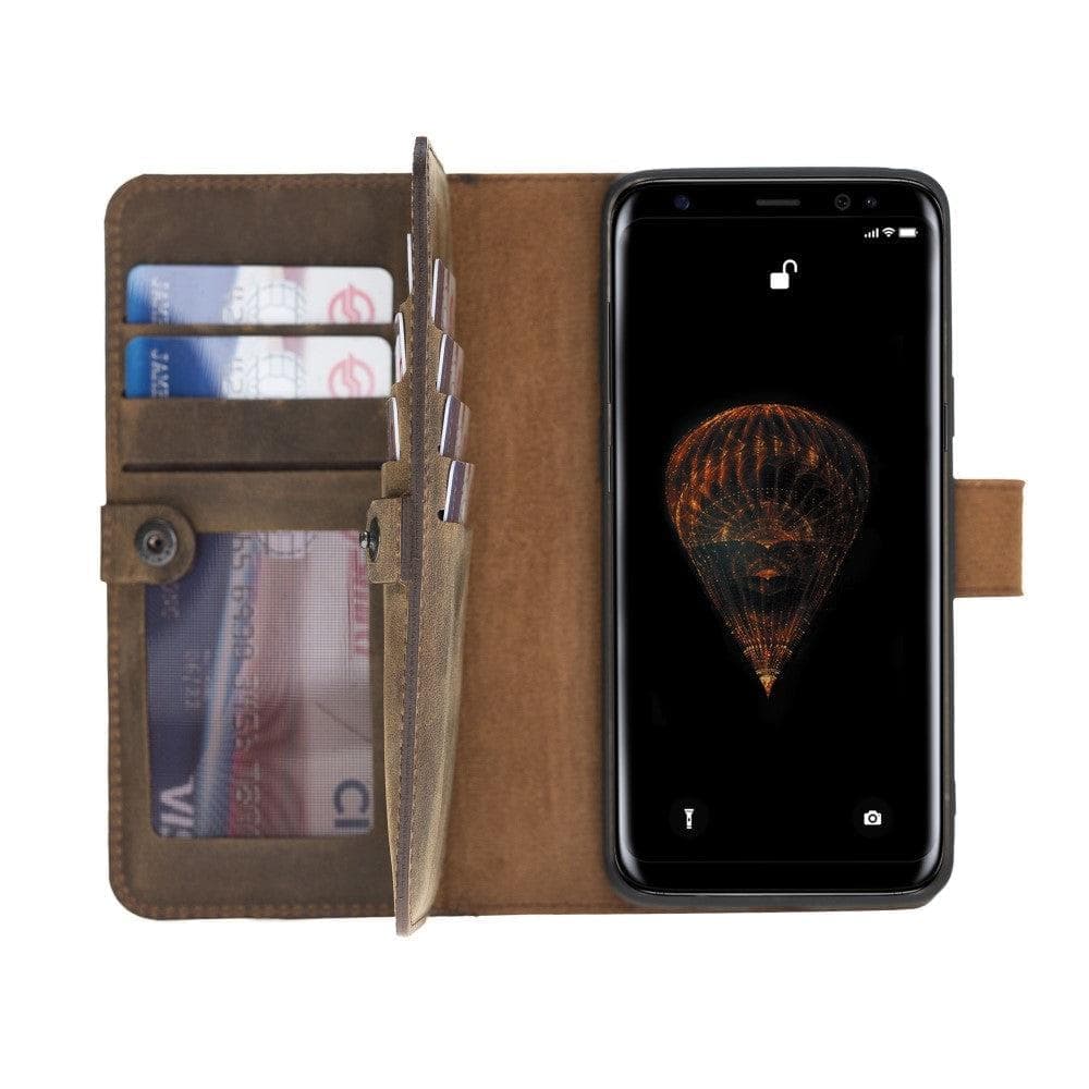Double Magic Wallet Samsung Galaxy S9 Genuine Leather Case - DMW - Samsung Galaxy S9 / ANTIC DARK BROWN-3