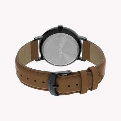 Timex Men's Black Case Watch, Tan Vegan Leather Strap | TW2V91400-2