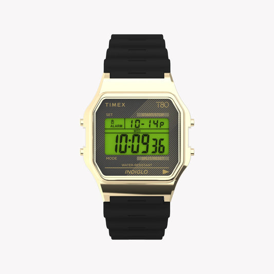 Timex Unisex Gold Tone Resin Strap, Black Lens | T80-0