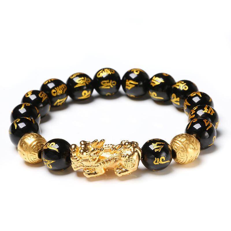 Elegante Zwarte Obsidiaan Armband voor Feng Shui Energie