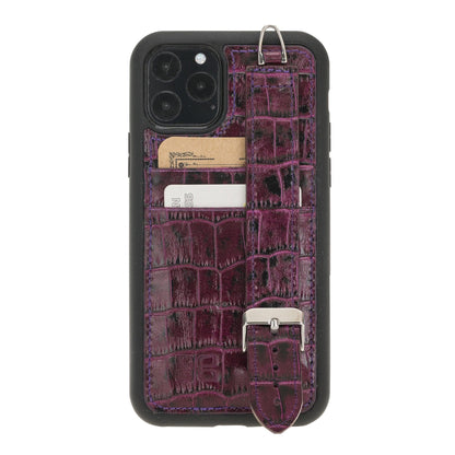 Flexible Leather Back Cover with Hand Strap for iPhone 11 Series-5