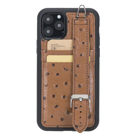 Flexible Leather Back Cover with Hand Strap for iPhone 11 Series-10