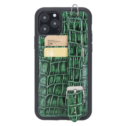 Flexible Leather Back Cover with Hand Strap for iPhone 11 Series-0