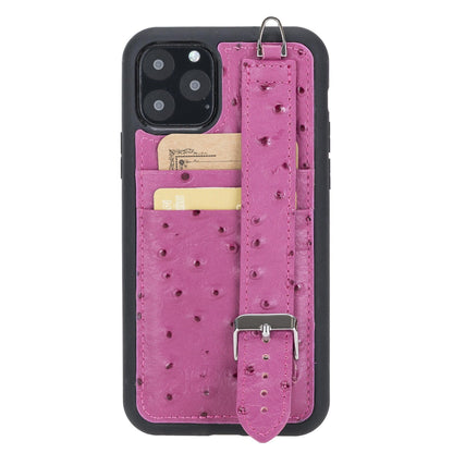 Flexible Leather Back Cover with Hand Strap for iPhone 11 Series-11