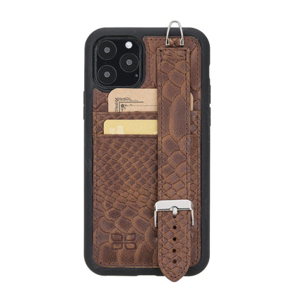 Flexible Leather Back Cover with Hand Strap for iPhone 11 Series-12