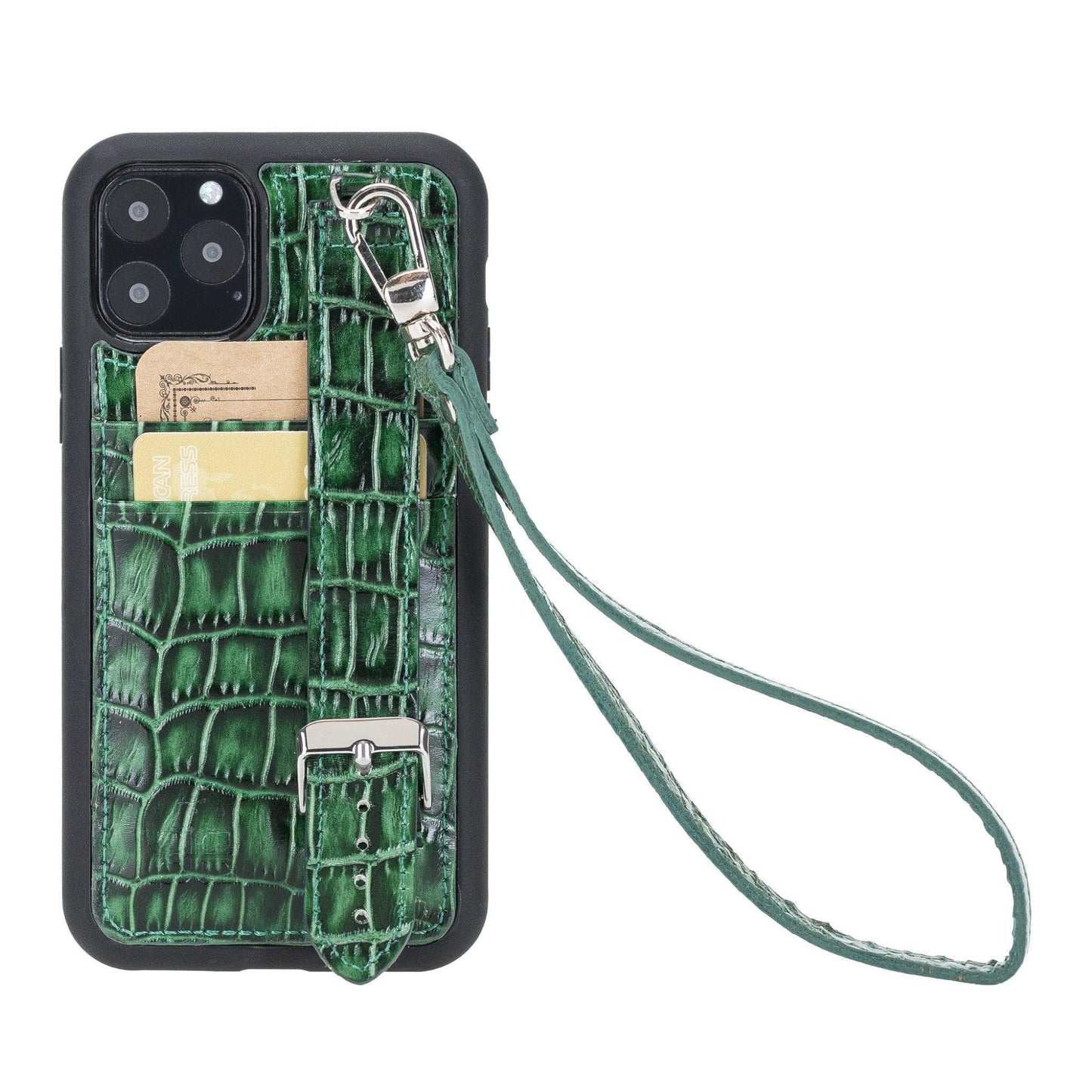 Flexible Leather Back Cover with Hand Strap for iPhone X Series-1
