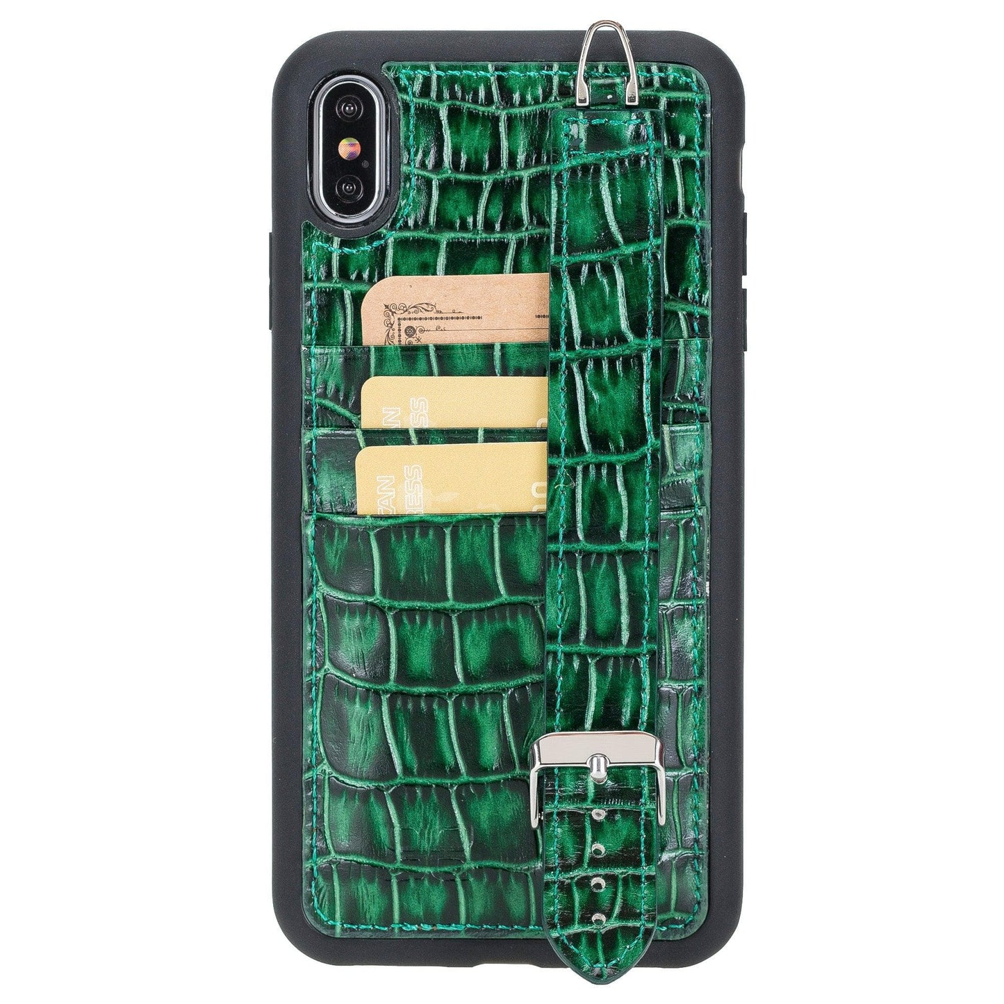 Flexible Leather Back Cover with Hand Strap for iPhone X Series-5
