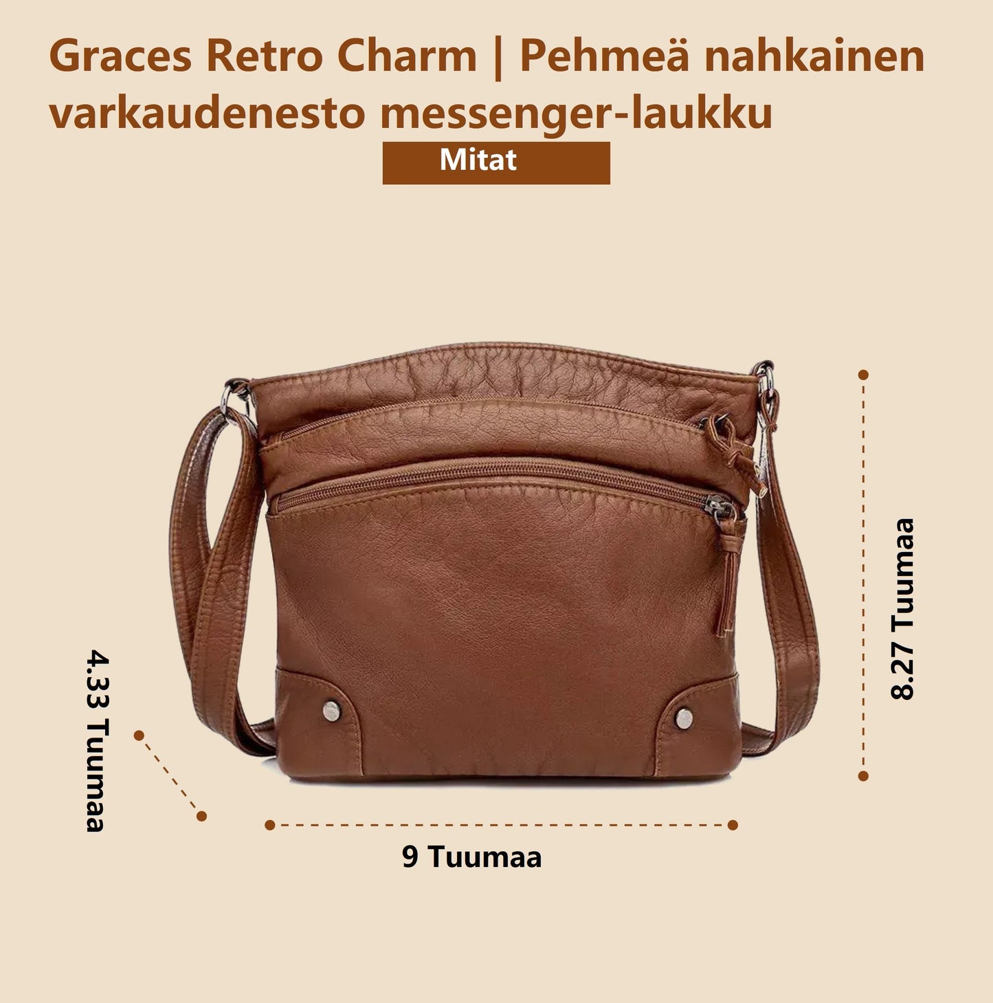 Grace's Retro Charm | Zachte Leren Antidiefstal Schoudertas