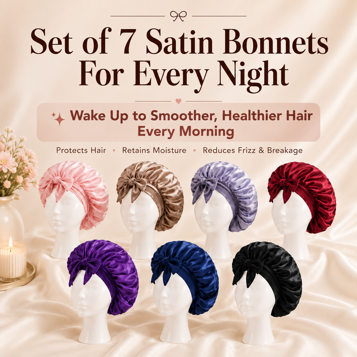 Premium Satin Sleep Bonnet – Overnight Hair Protection