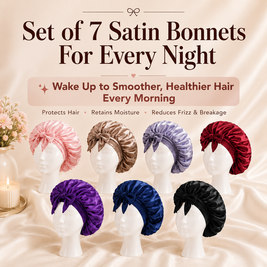 Premium Satin Sleep Bonnet – 7-Day Overnight Hair Protection Set