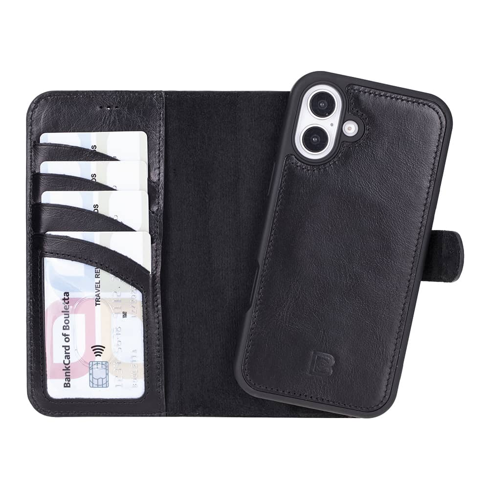 Leather iPhone 16 Plus Detachable Wallet Case-6