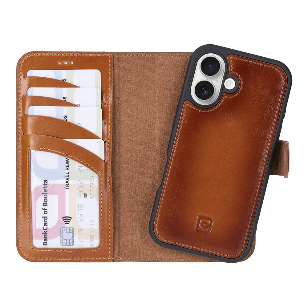 Leather iPhone 16 Plus Detachable Wallet Case-0