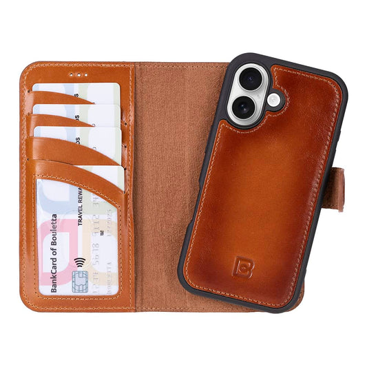 Leather iPhone 16 Plus Detachable Wallet Case-0