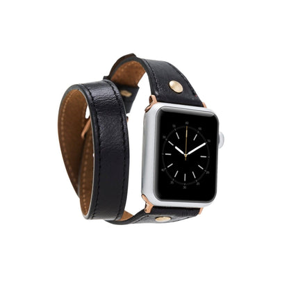 Leeds Double Tour Slim with Gold Bead Apple Watch Leather Straps-6