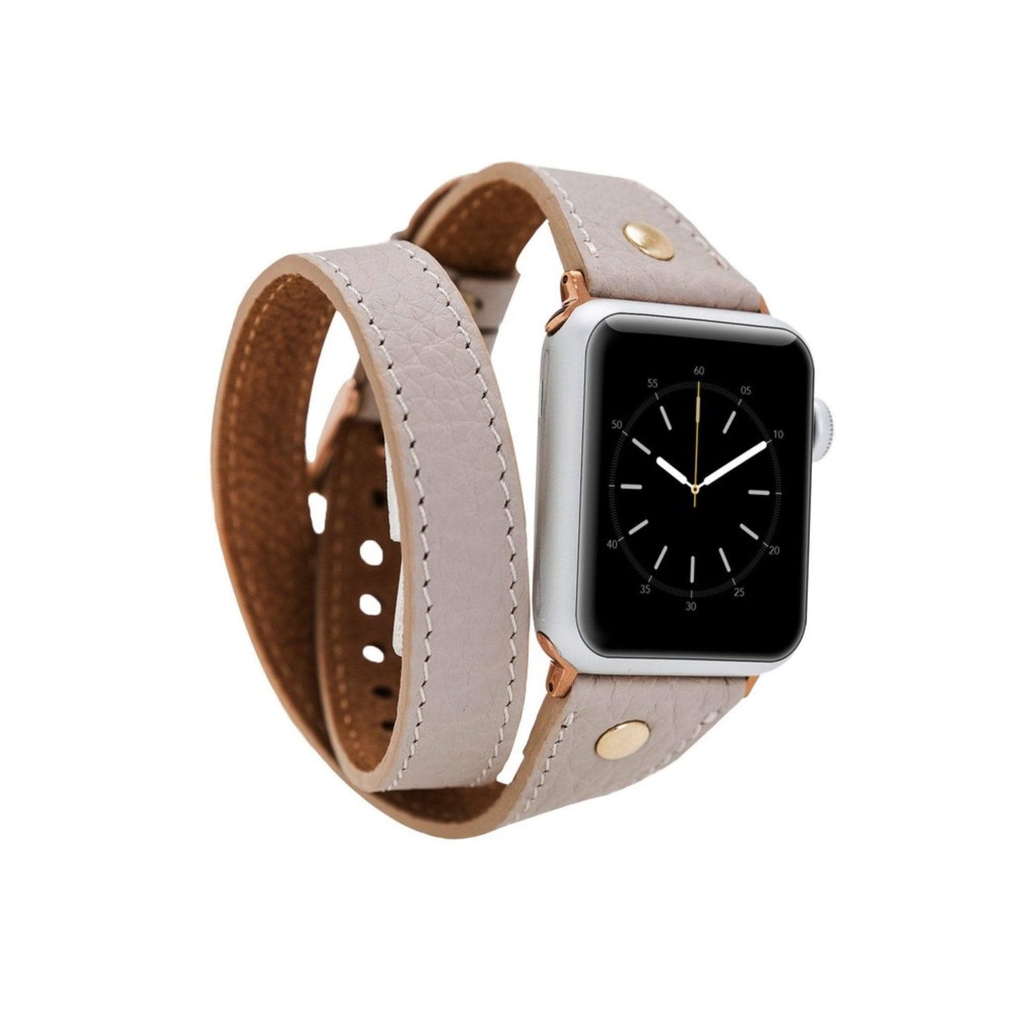 Leeds Double Tour Slim with Gold Bead Apple Watch Leather Straps-4