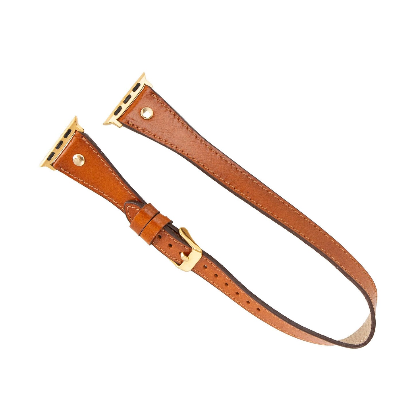 Leeds Double Tour Slim with Gold Bead Apple Watch Leather Straps-3