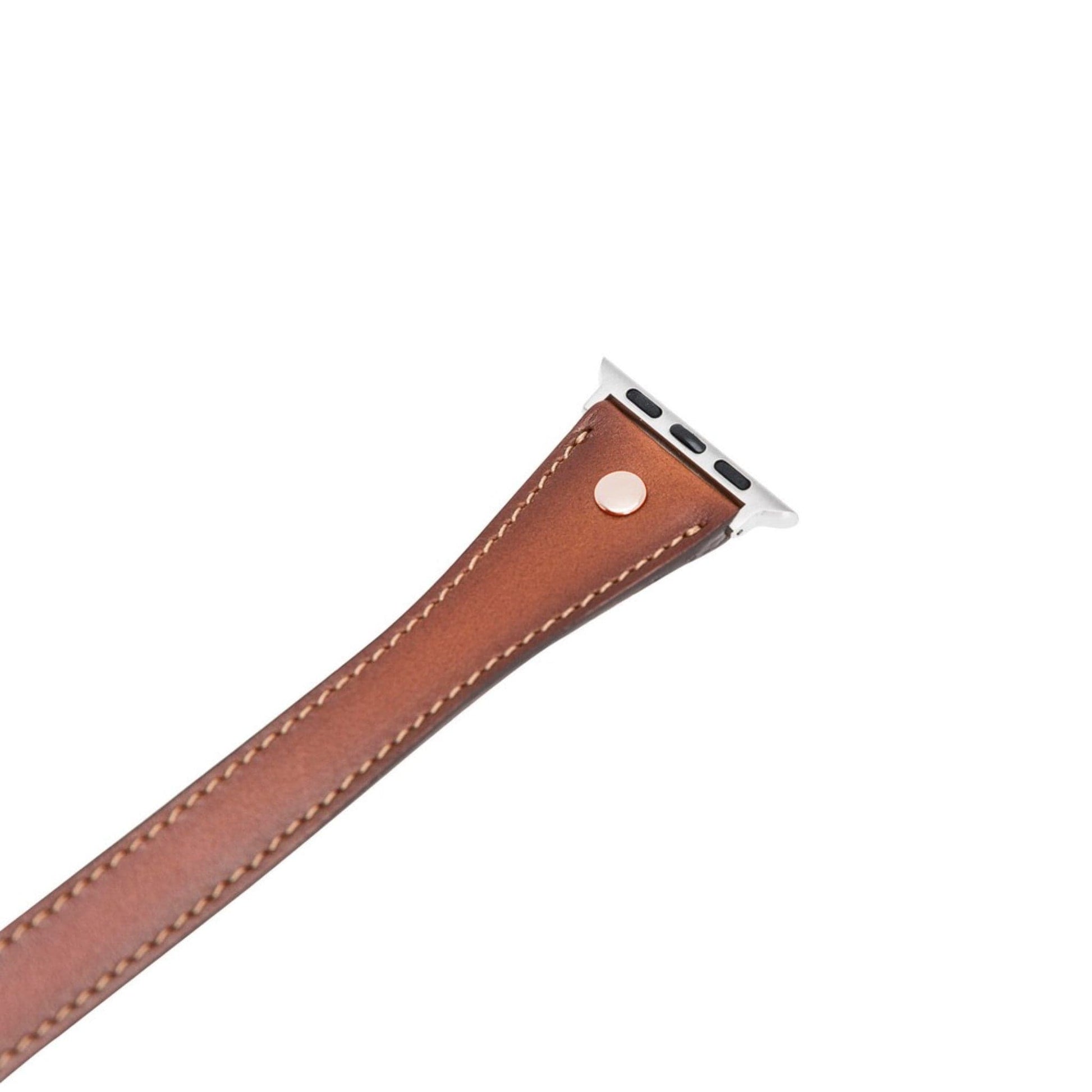 Leeds Double Tour Slim with Rose Gold Bead Apple Watch Leather Straps-3